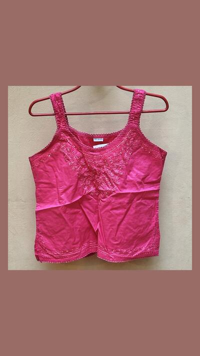 Plain embroidered top, wider straps, S