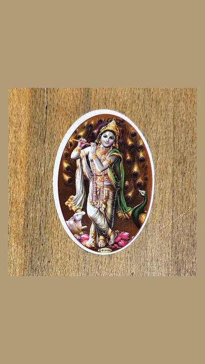 Oval sticker: Krishna as a young boy