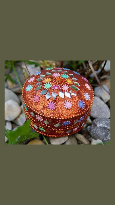 Medium-sized orange Rajasthani box