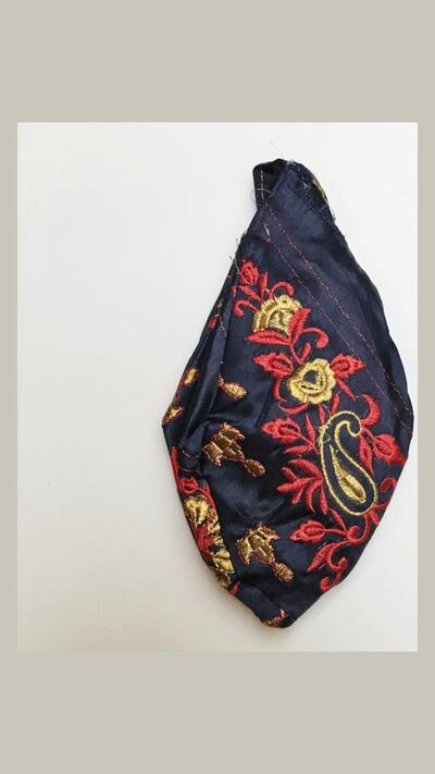Women’s blue embroidered japa pouch