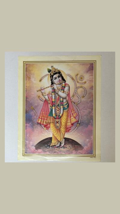 Poster im Format A3+: Krishna mit einer Flöte