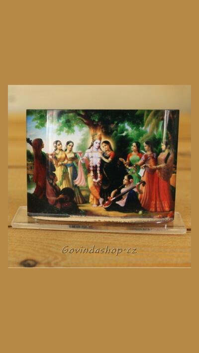 Radha Krishna with gopis, 5 x 7 cm
