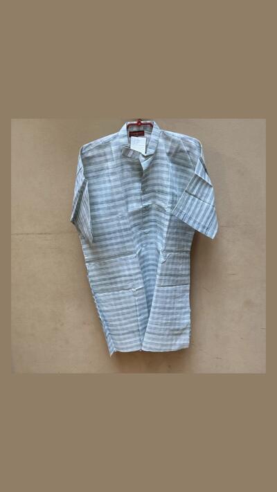 Men’s jacket with a subtle check pattern, stand-up collar and short sleeves