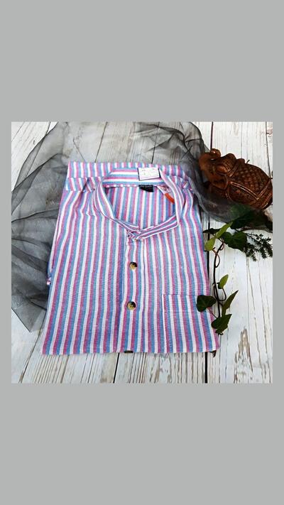 Men’s striped jacket, long, stand-up collar, long sleeves, sizes L and XXXL