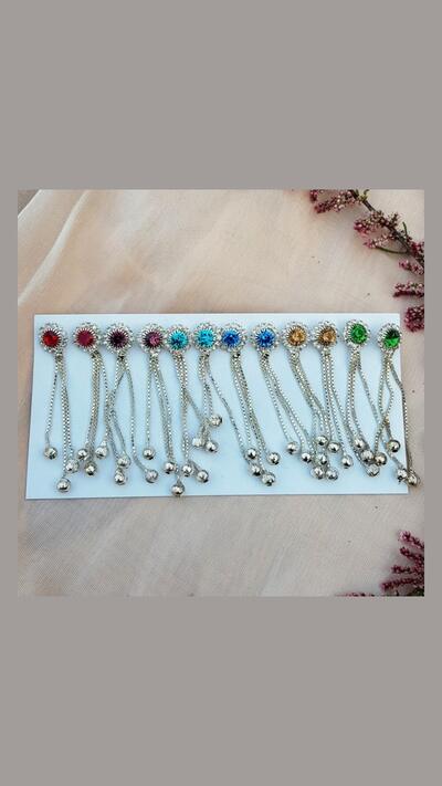 Earrings with coloured loops, various colours