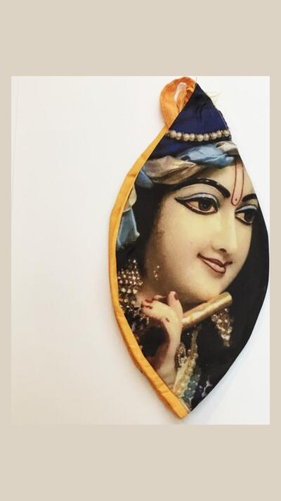 Japa bag: Krishna with a flute and Radha