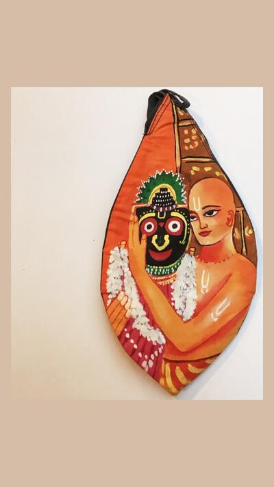 Hand-painted Japa bag: Devotee with Jagannath