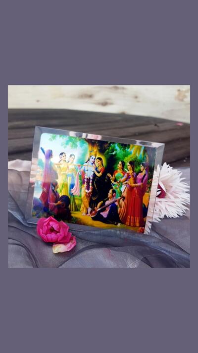 Radha Krishna with Gopi, 9 x 12 cm