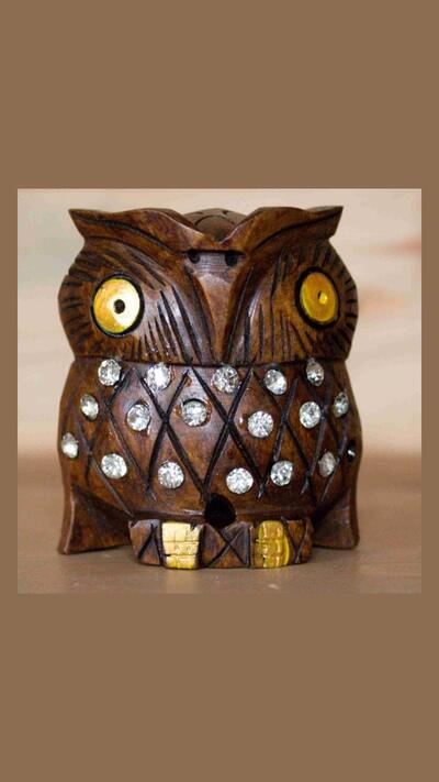 Owl with gemstones