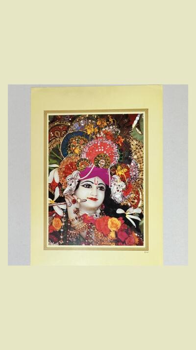 A3-Poster: Krishna mit einer Flöte – Foto der Gottheit