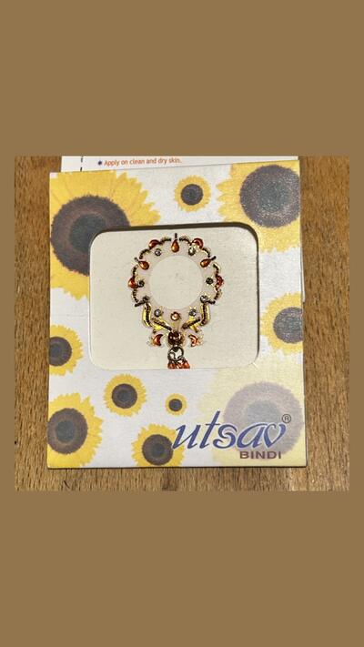 Bindi/stick-on tattoo, round, gold, diameter 3.4 cm