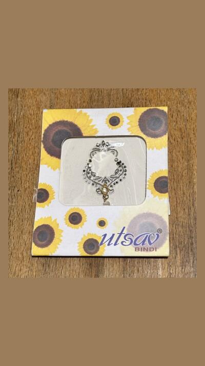 Bindi/stick-on tattoo, circular, silver, 3 cm in diameter (2 types)