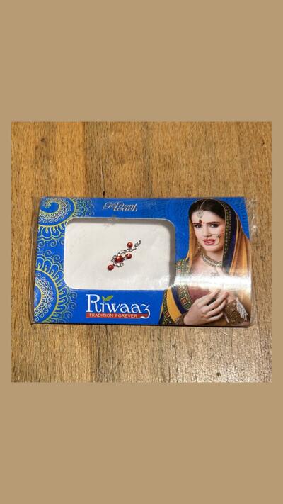 Red bindi, 2.3 cm, with eyelets