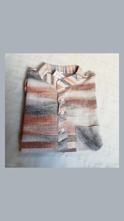 Men’s jacket with marl stripes, short sleeves, size 42