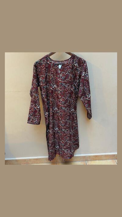Women’s cotton kurta with a cashmere pattern, L