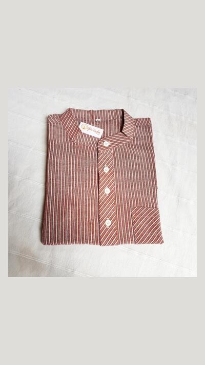Men’s jacket, stripes, stand-up collar, short sleeves