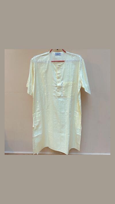 Men’s light yellow long-sleeved shirt, short sleeves, size S
