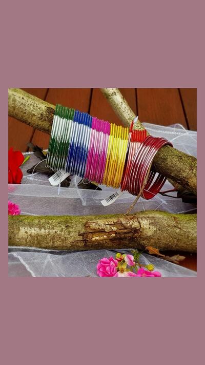 Bracelets, set of 8, metal strip