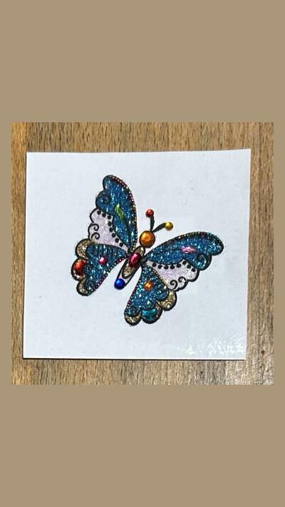 Turquoise butterfly stick-on tattoos (2x2 designs)