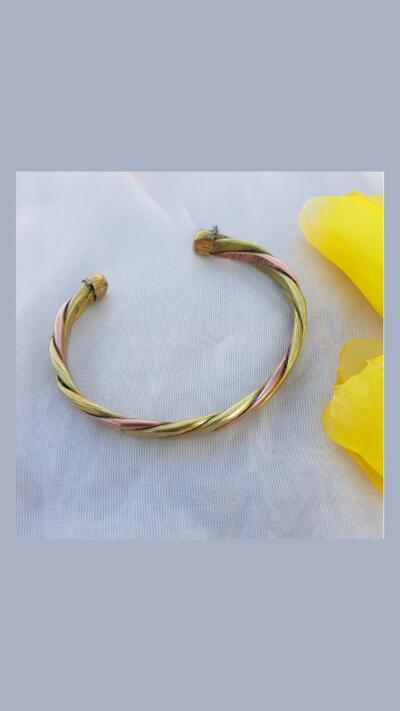 Health bracelet made from coiled brass and copper, 3 types