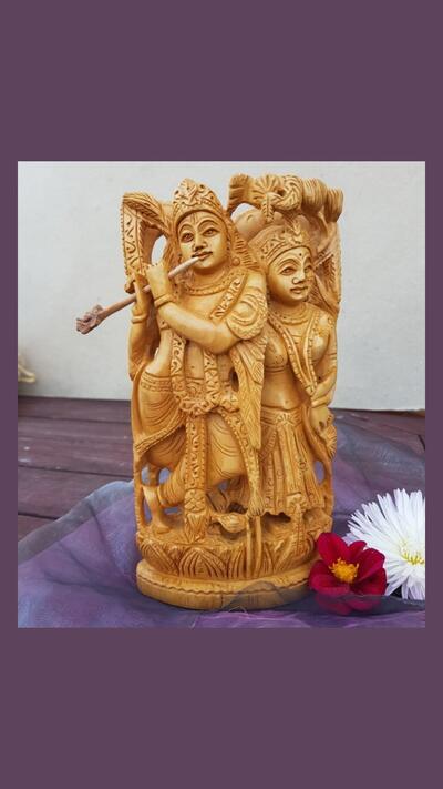 Large sculpture of Radha and Krishna