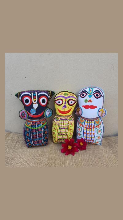 Large Jagannath, Baladev and Subhadra dolls