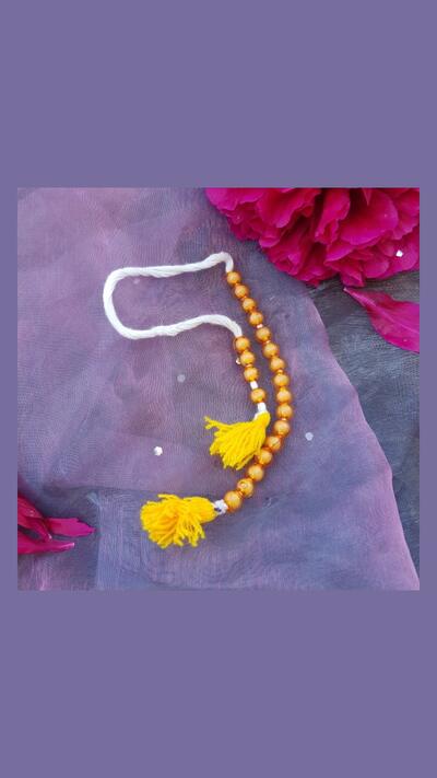 Japa bag bead counter – yellow/red beads