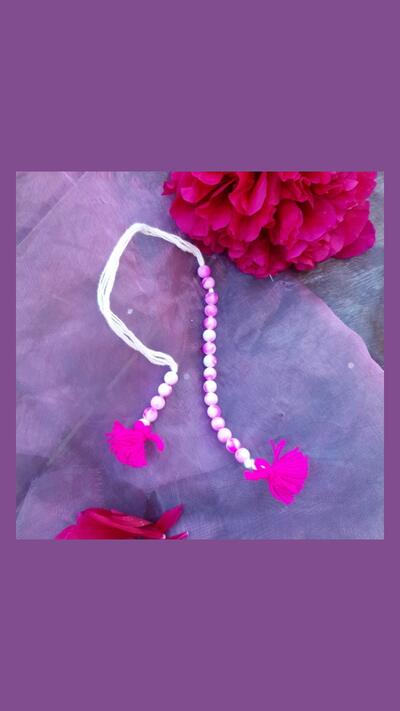 Japa bag bead counter – burgundy/pink and white beads