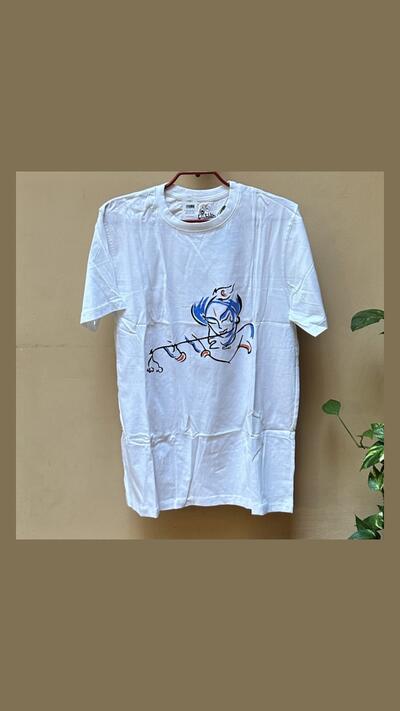 Krishna T-shirt with flute, size XL