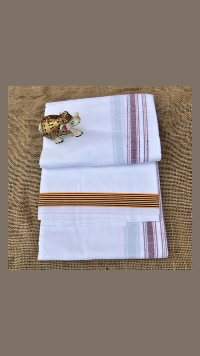 A wider strip of dhoti, a striped border