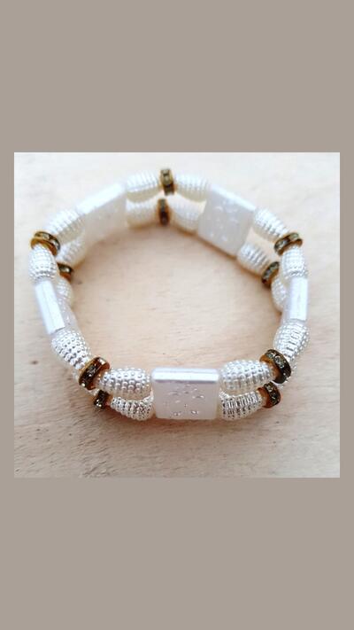 Double White OM Bracelet