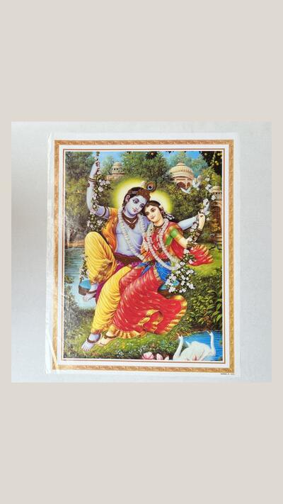 A3 poster of Krishna and Radha on a swing