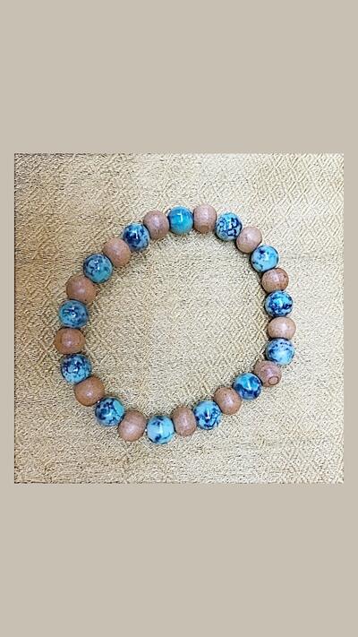 Wood and stone bracelet