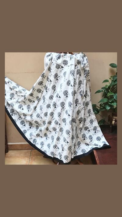 Black and white flared skirt