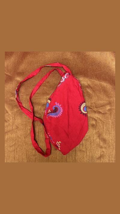 Red Japa pouch with a pattern