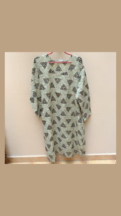 Punjabi cotton, long sleeves, beige and brown, size L