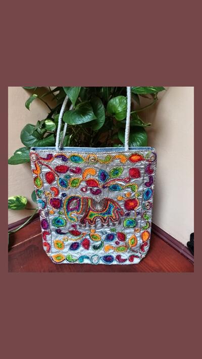 A bag with colourful embroidery
