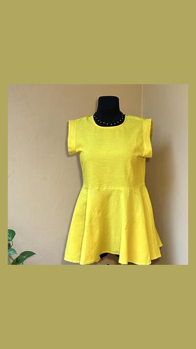 Yellow mini dress/blouse, size M/L – clearance sale