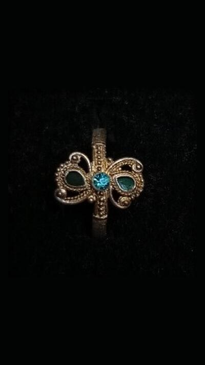 Oriental metal ring with coloured stones 6