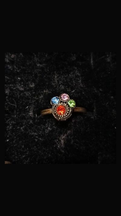 Oriental metal ring with coloured stones 11