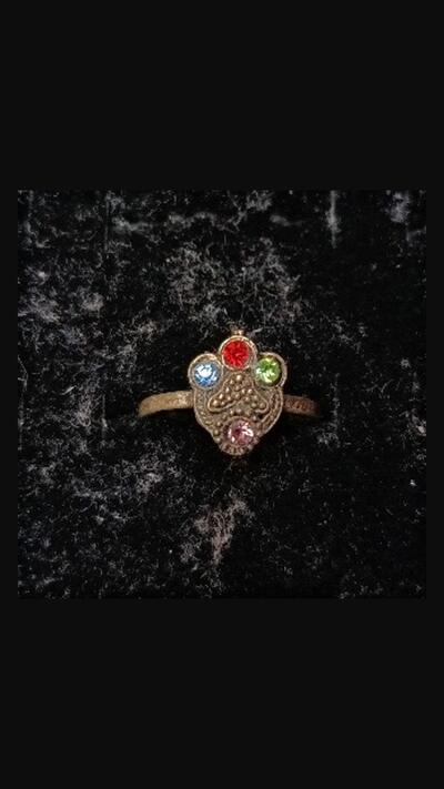 Oriental metal ring with coloured stones 13