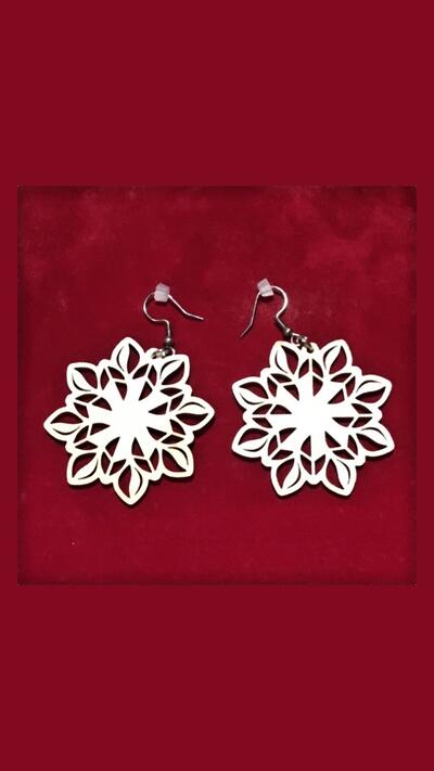 Star Earrings – Wood