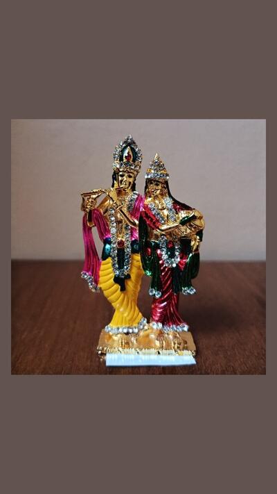 Gilded Radha-Krishna murti