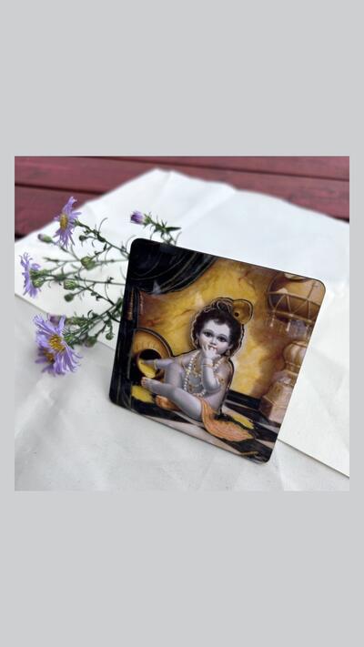 3D figurine of Krishna with butter, 9x9 cm