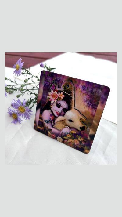 3D figure of Krishna with a calf, 9x9 cm