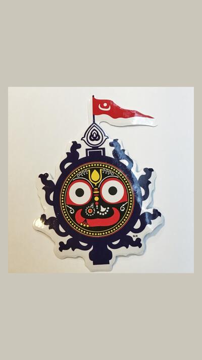 Jagannath sticker with a flag