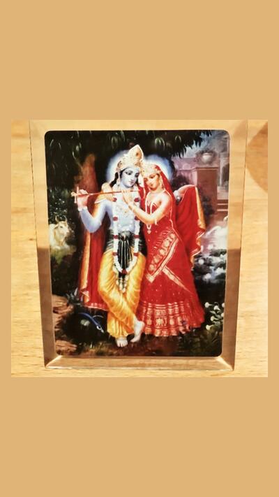 Radha and Krishna with a cloak, 12 x 9 cm