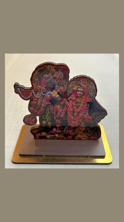 Wooden figure of Radha Krishna on a plinth, 3 types