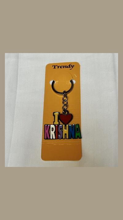 'I Love Krishna' keyring, metal