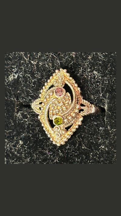 Eye ring with loops, silver